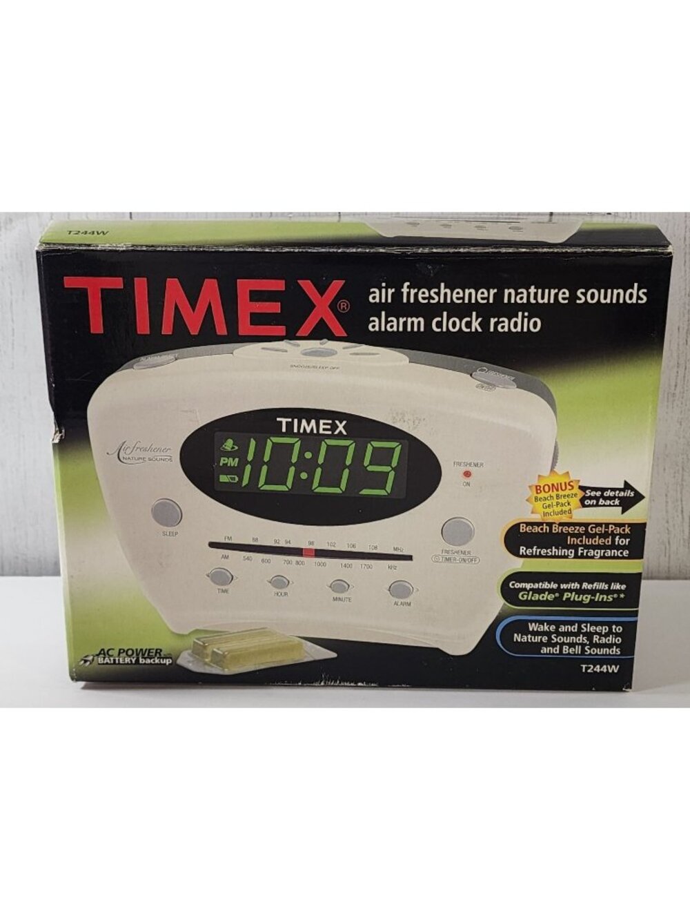 TIMES NATURE SOUNDS ALARM CLOCK RADIO AIR FRESHENER SCENTED plus ins NEVER USED